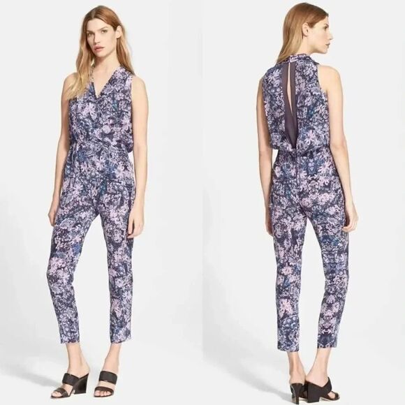 Rebecca Taylor Kiku Printed Draped Sleeveless Jumpsuit 4 NWOT $395 - Picture 1 of 9